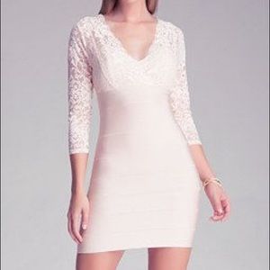 Bebe V Neck Lace Bandage Dress